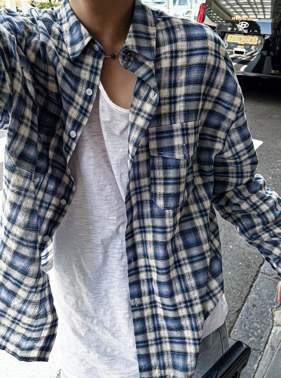 two-pocket checkered tartan shirt