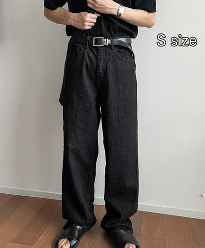 normal black wide denim pants