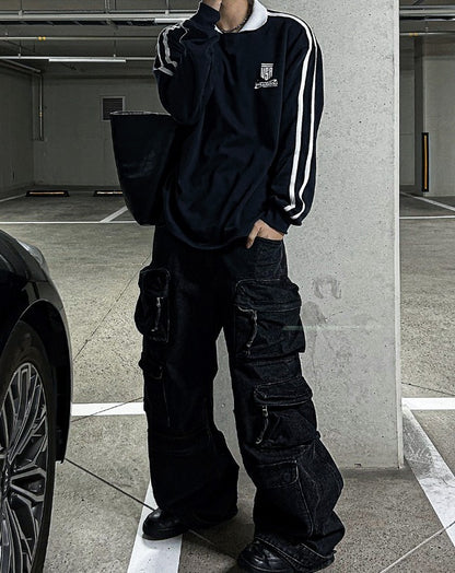 multi pocket cargo denim pants