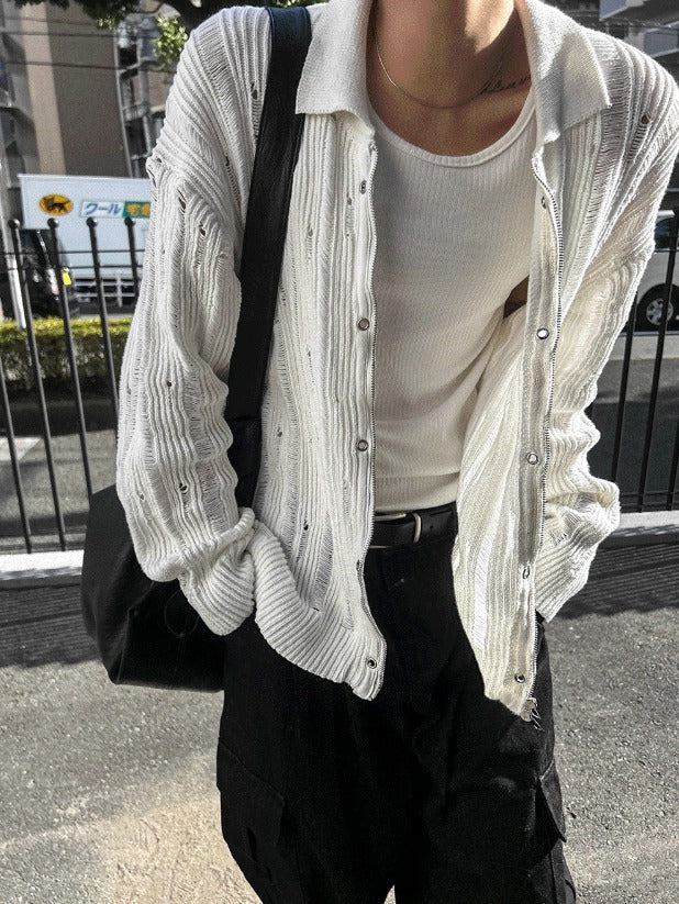 Mohair High Neck Cardigan