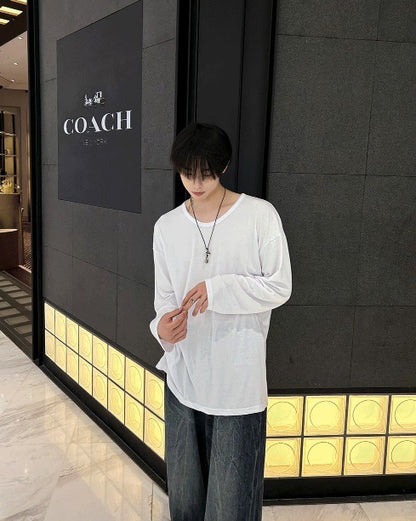 Peach U-neck T-shirt