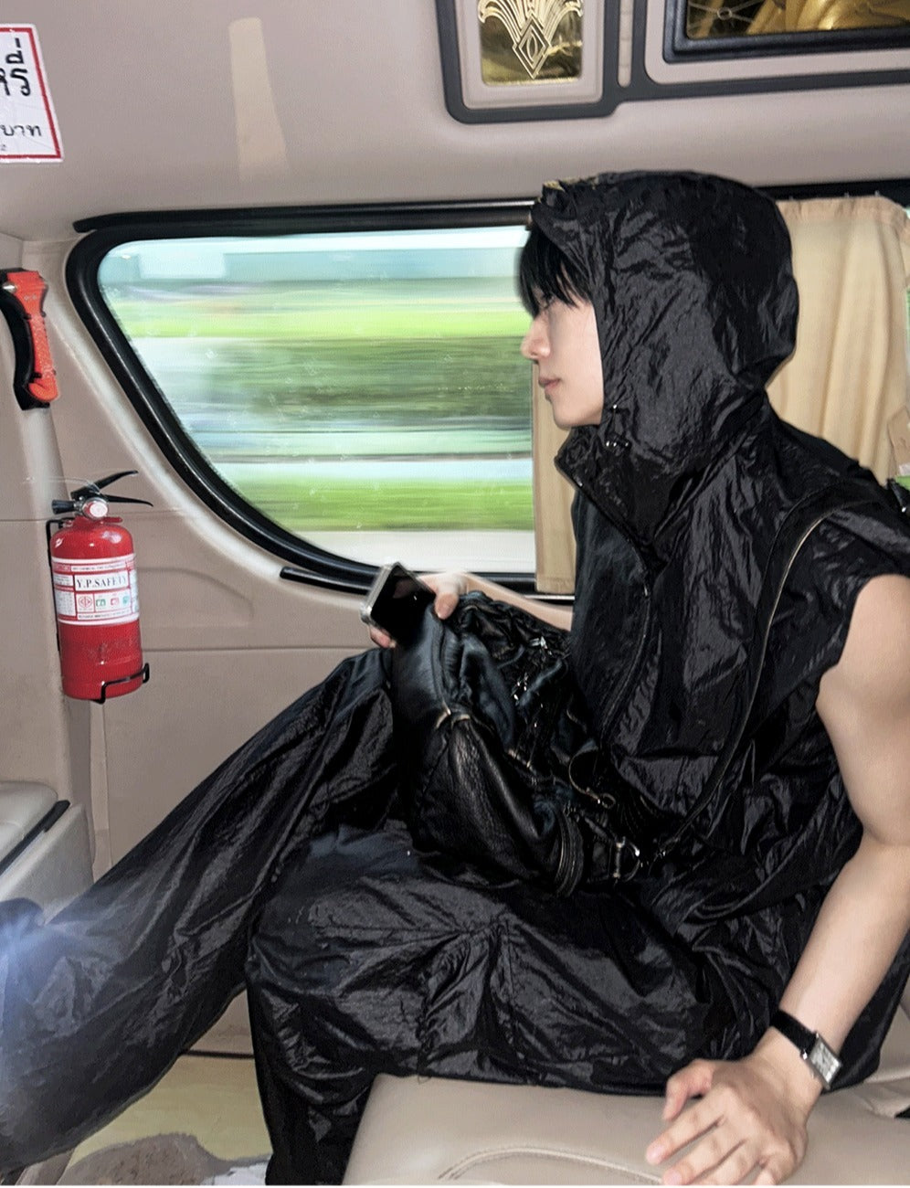 Glossy Wide Gorpcore Nylon Jogger Pants