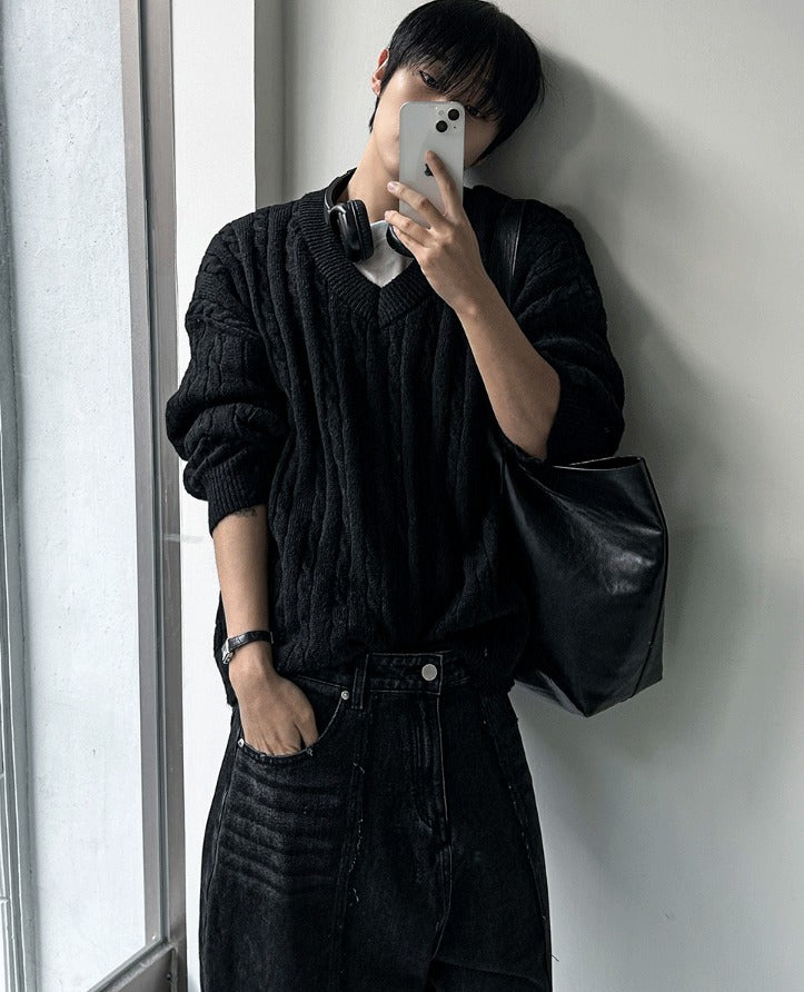 cut-off wide denim pants