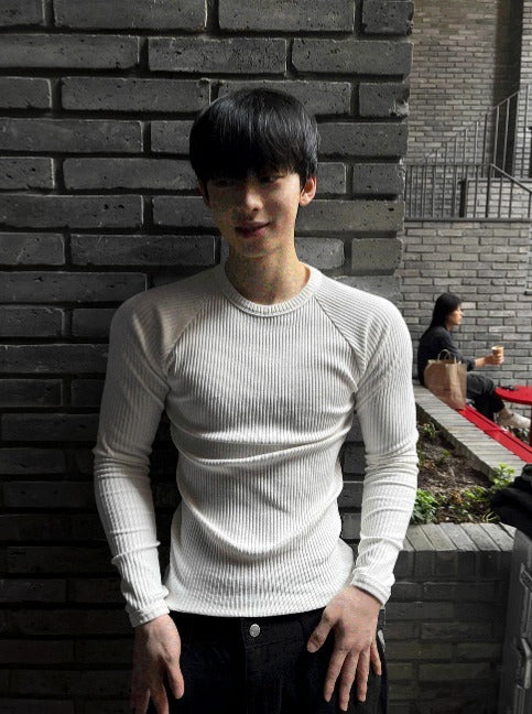 Henry neck muscle fit Raglan V-neck knitwear