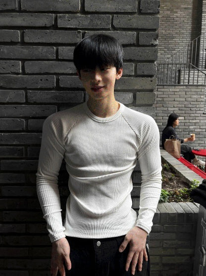 Henry neck muscle fit Raglan V-neck knitwear