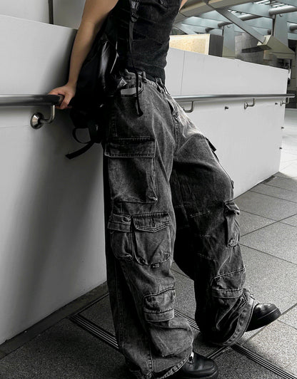 Featherlight Longline Cargo Carpenter Wide Denim