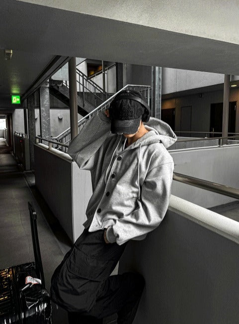 Anbuck Button Hooded Jacket 3color