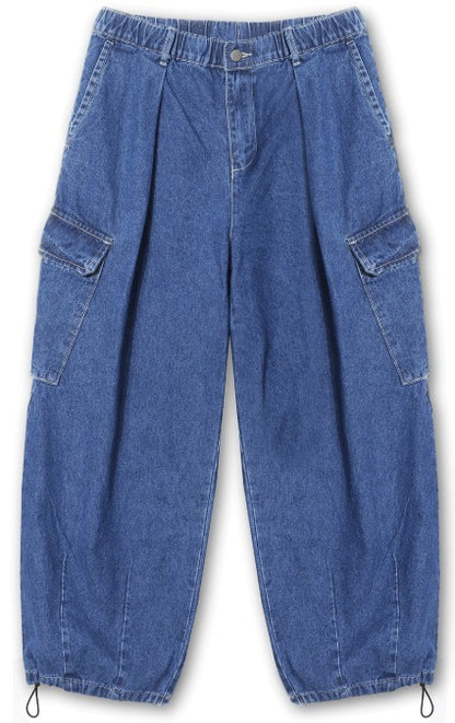 Balloon Stitch Cargo String Denim Pants