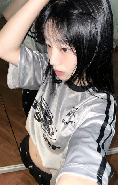Perendi Velvet Track Round Short Sleeve Tee