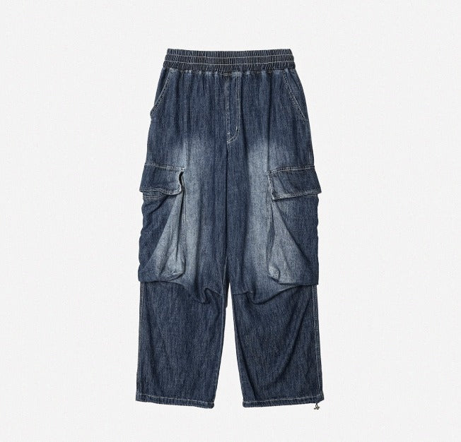 Summer Cool Cargo Banding Denim Pants