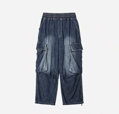 Summer Cool Cargo Banding Denim Pants