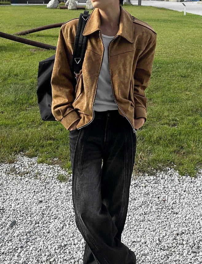 Rect Epaulet Suede Jacket - 2 Types