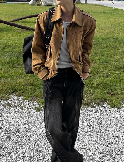 Rect Epaulet Suede Jacket - 2 Types