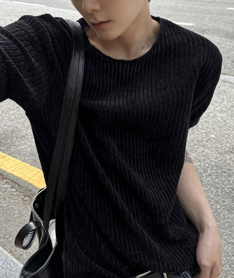 lay velour spring cut-off  short sleeve knit