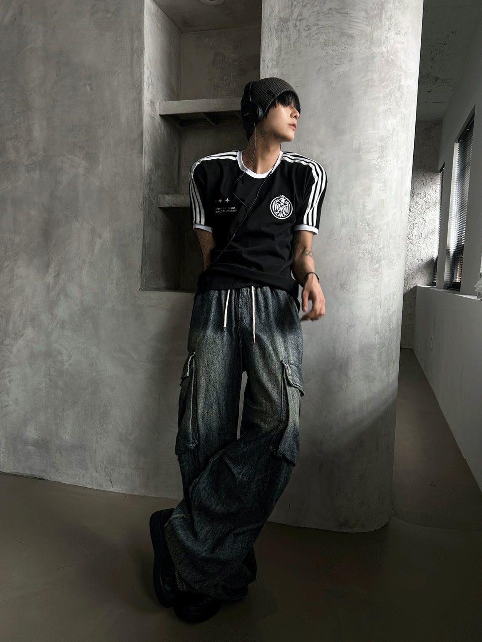 Summer Cool Cargo Banding Denim Pants