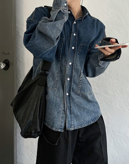 deep gradation denim shirts