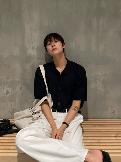 Cardigan-Style Short Sleeve Knit