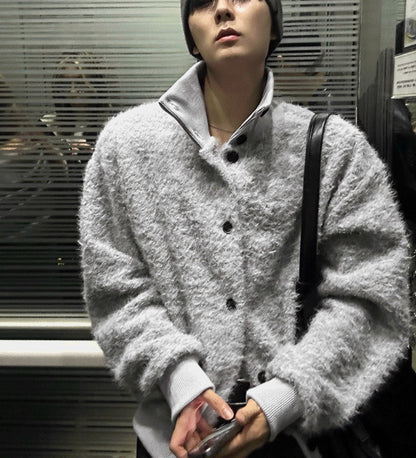 Mohair High Neck Cardigan