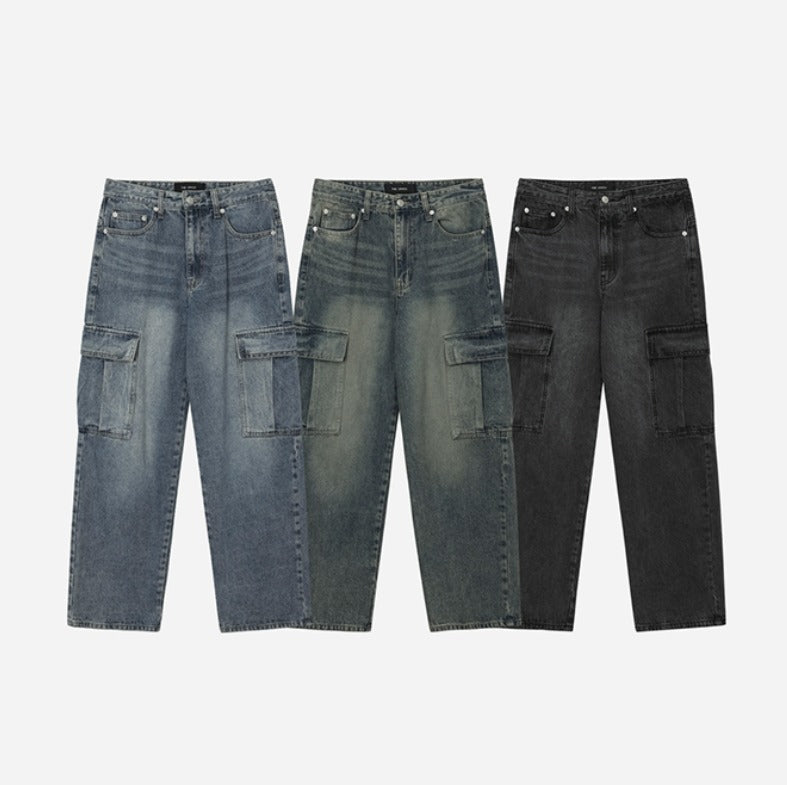 New Jeans Wide Cargo Pocket Denim Pants