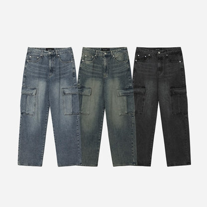 New Jeans Wide Cargo Pocket Denim Pants