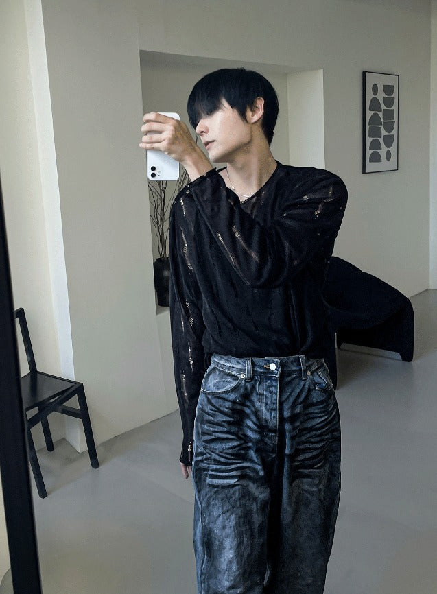 mud-Washing denim pants