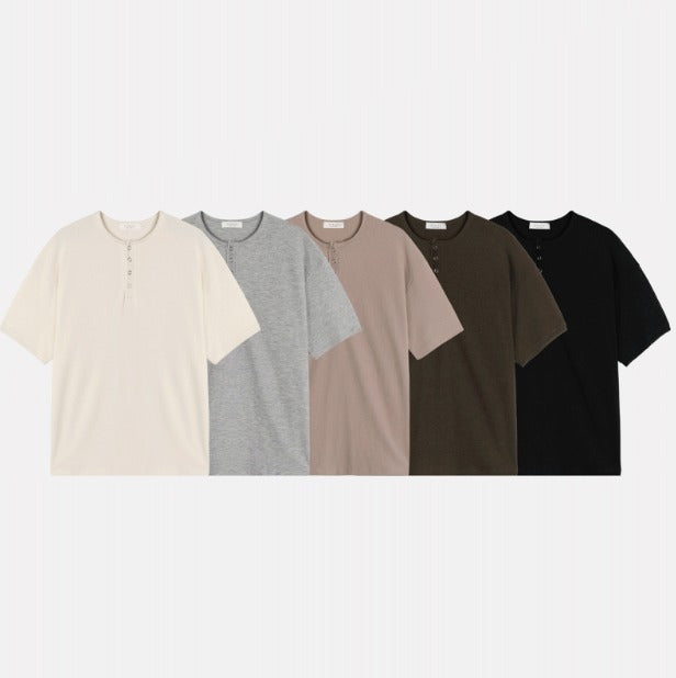 Rashkan Waffle Henley Neck Short Sleeve