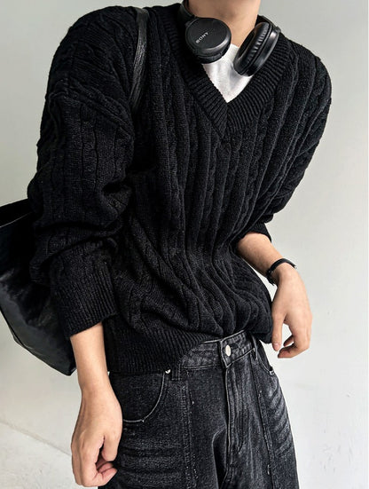 cliff twist V-neck knit