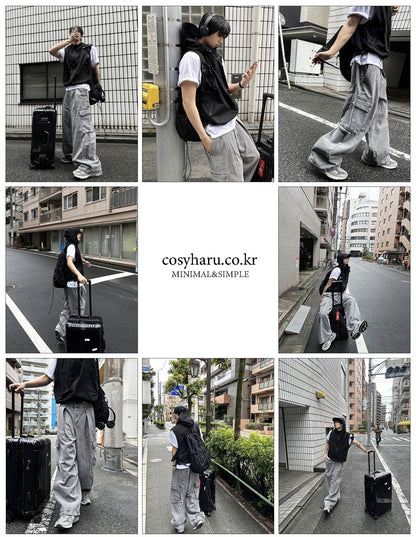 Pigment Balloon stitch Cargo Denim Pants