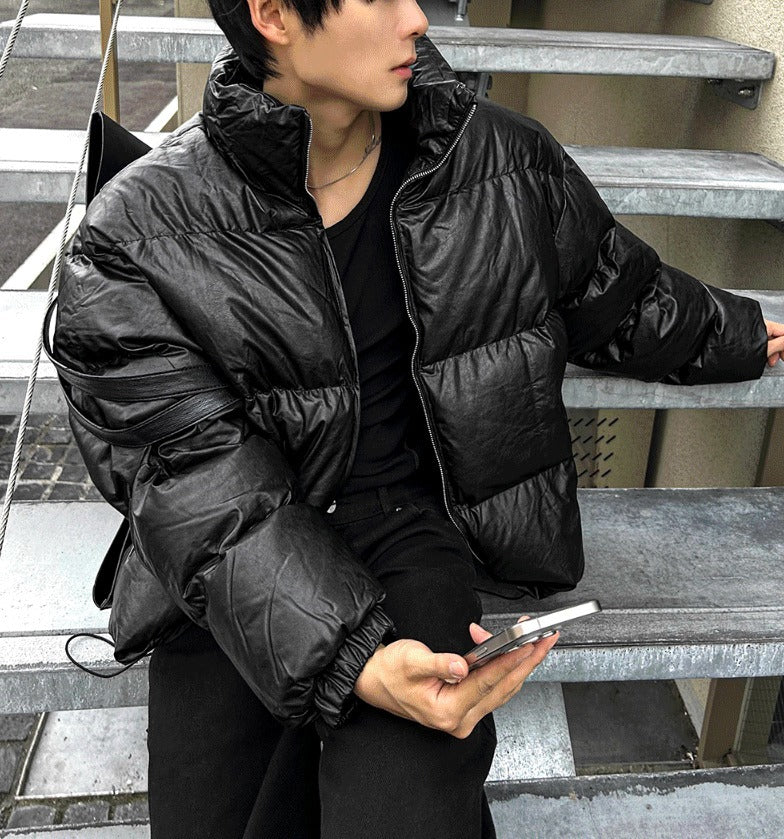 Leather black padded