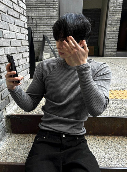 Henry neck muscle fit Raglan V-neck knitwear