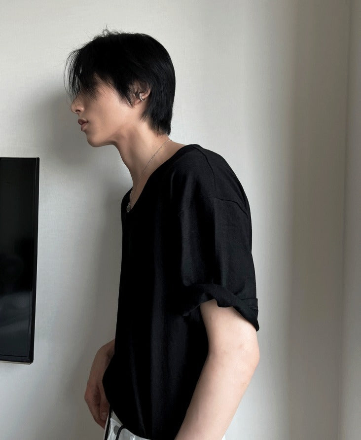 shaping round semi-wige short-sleeved T-shirt