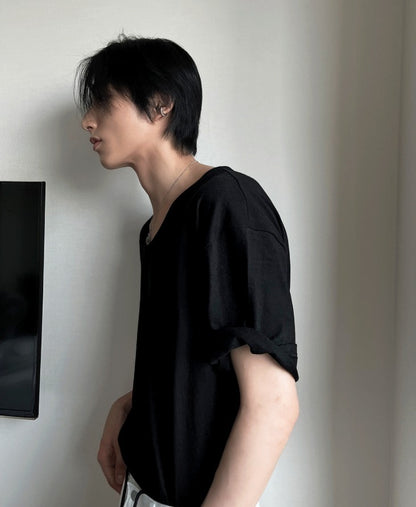 shaping round semi-wige short-sleeved T-shirt