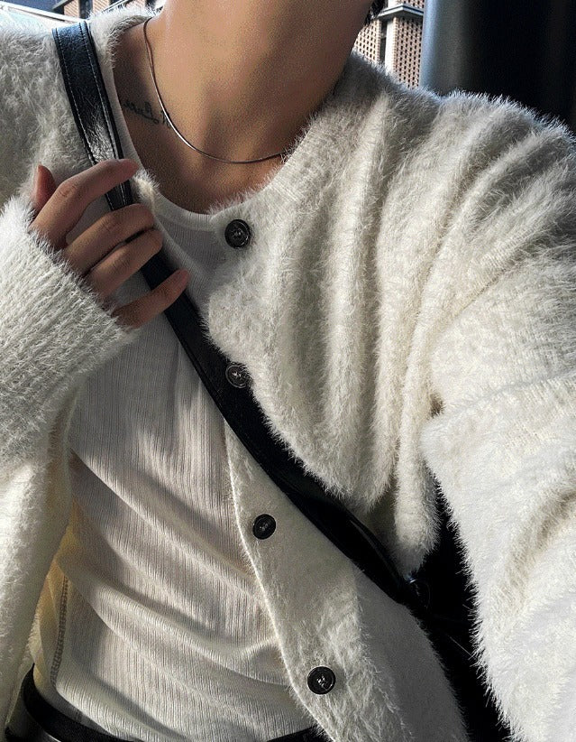 24FW New Thick Angora Semi-Oversized Cardigan