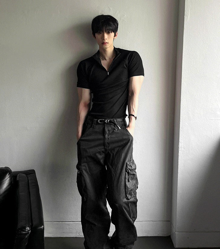 Muscle Fit Half-Zip Short Sleeve Tee