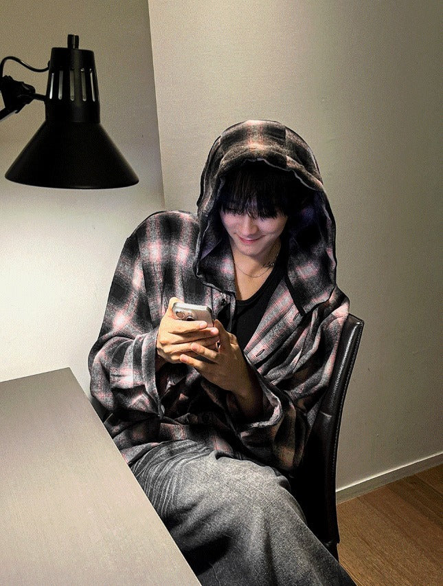 shea hooded checkered shirt