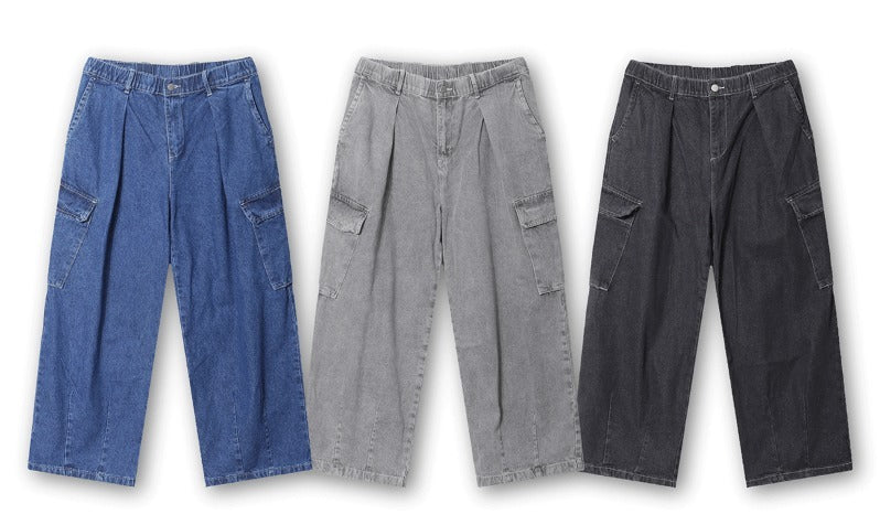 Balloon Stitch Cargo String Denim Pants