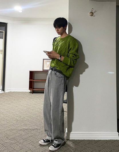 cable cosyharu semi-over knit