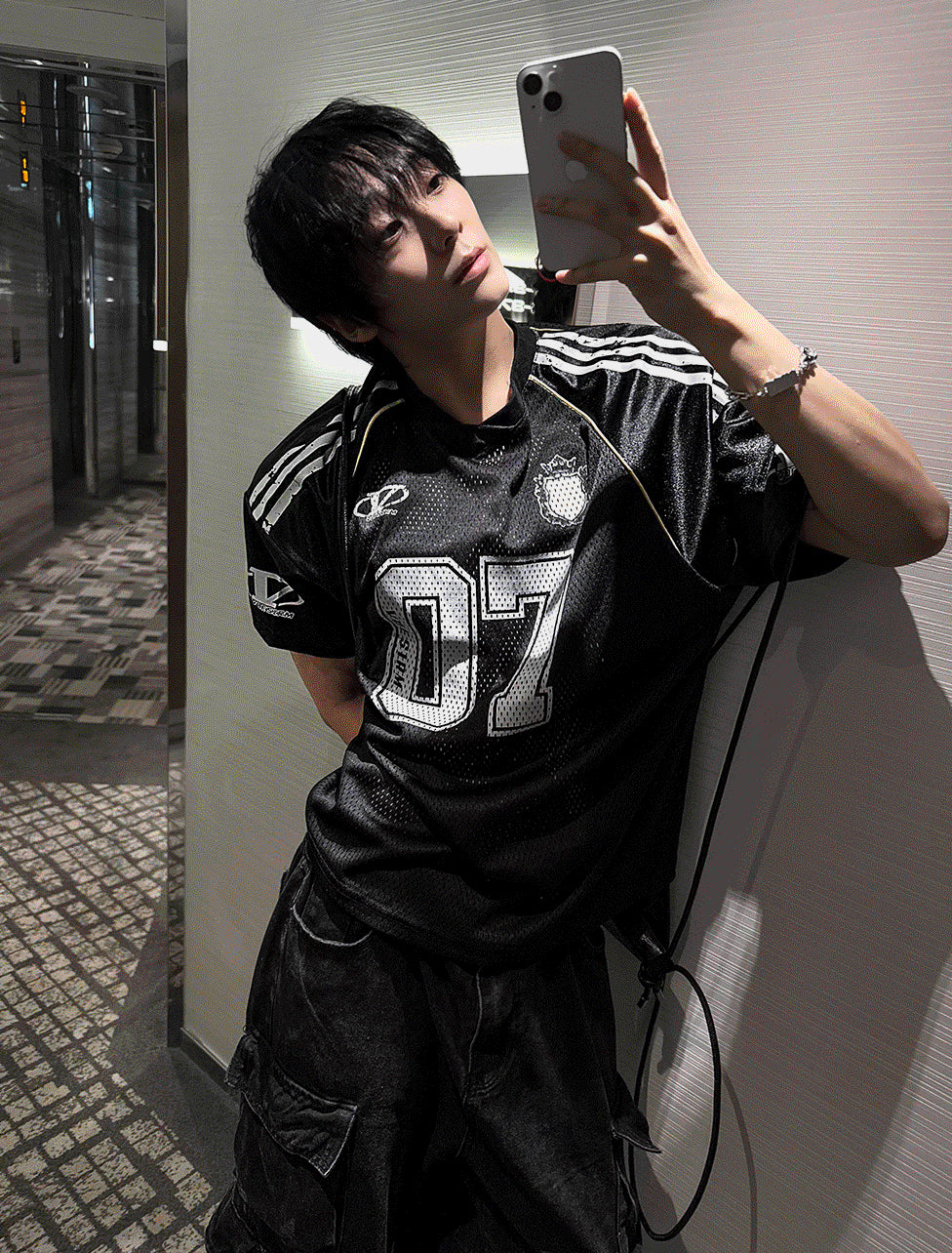 Matte Black & Silver White Track Short-Sleeve Tee