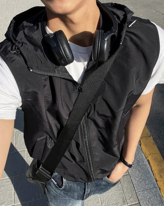 Cropped Nylon Hooded Vest