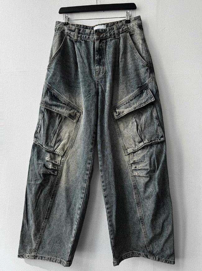 Rivet Cargo Denim Pants