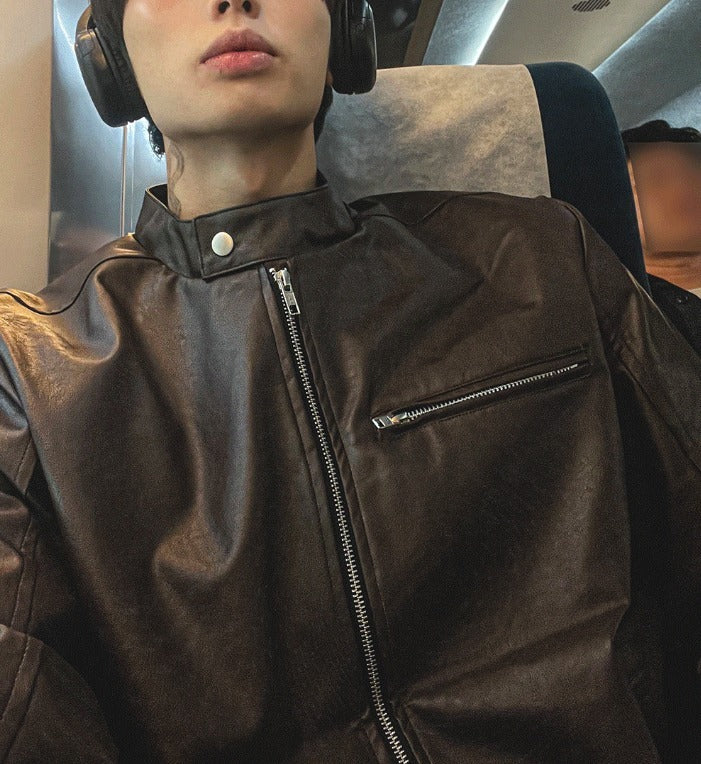 Concrete Crack Leather Jacket