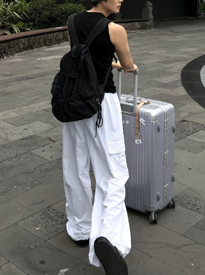 nylon cargo string pants