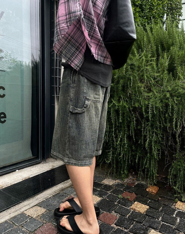 Cool Carpenter Sand Washing Half Denim Pants