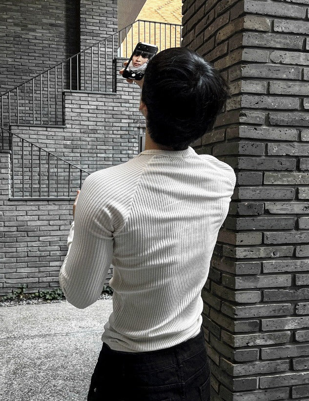 Muscle Fit Raglan Ribbed Knit