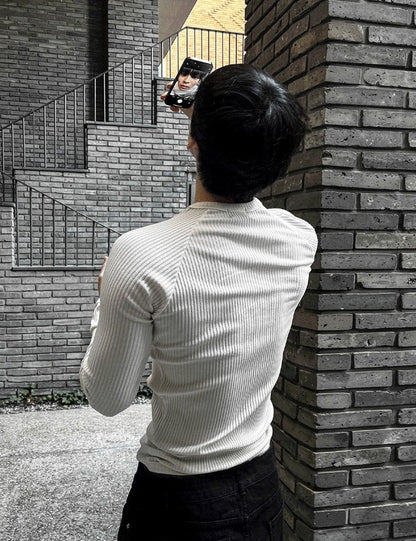 Muscle Fit Raglan Ribbed Knit