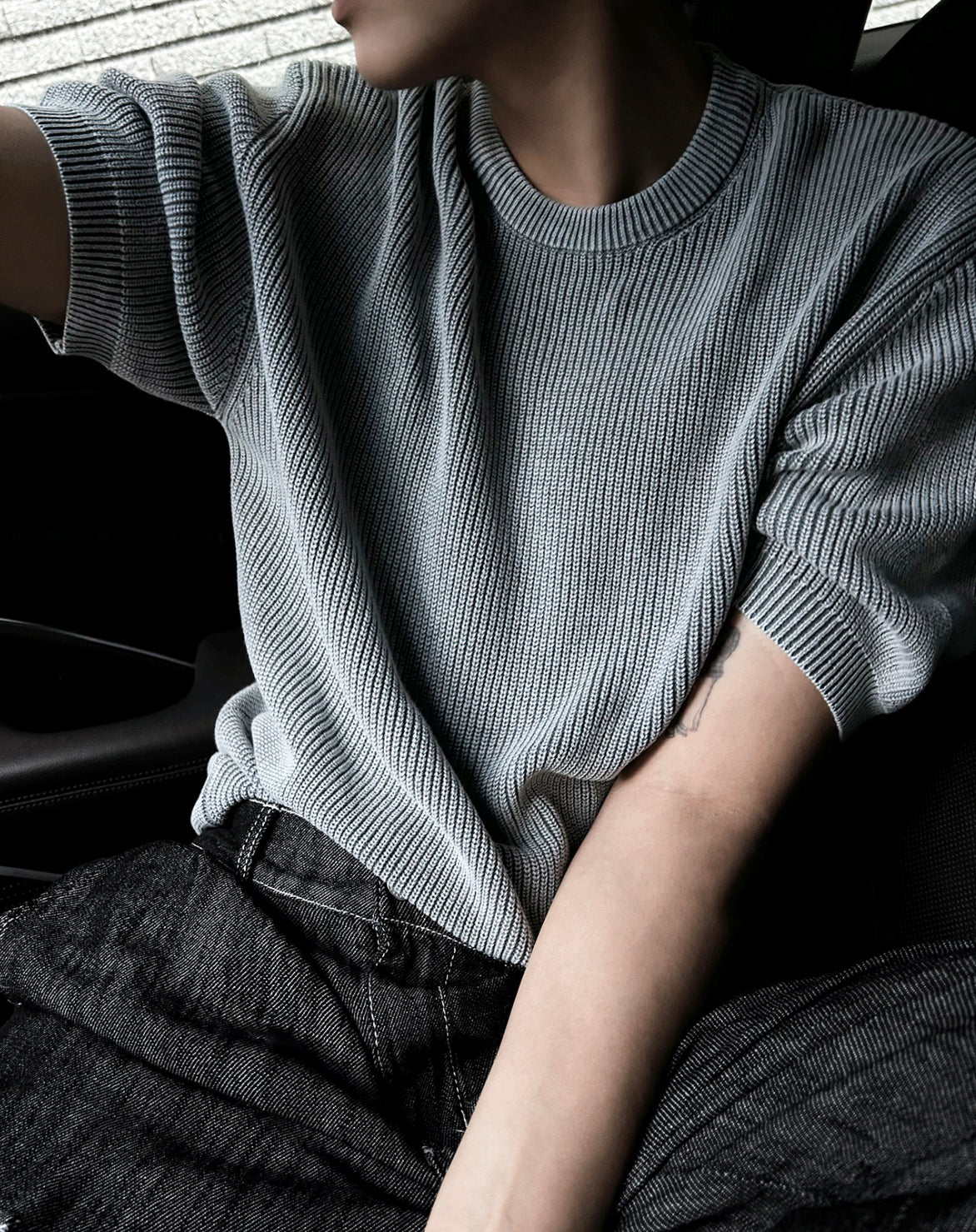 Dominic Pigment Round Neck Short Sleeve Knit