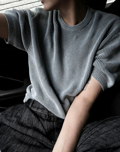 Dominic Pigment Round Neck Short Sleeve Knit