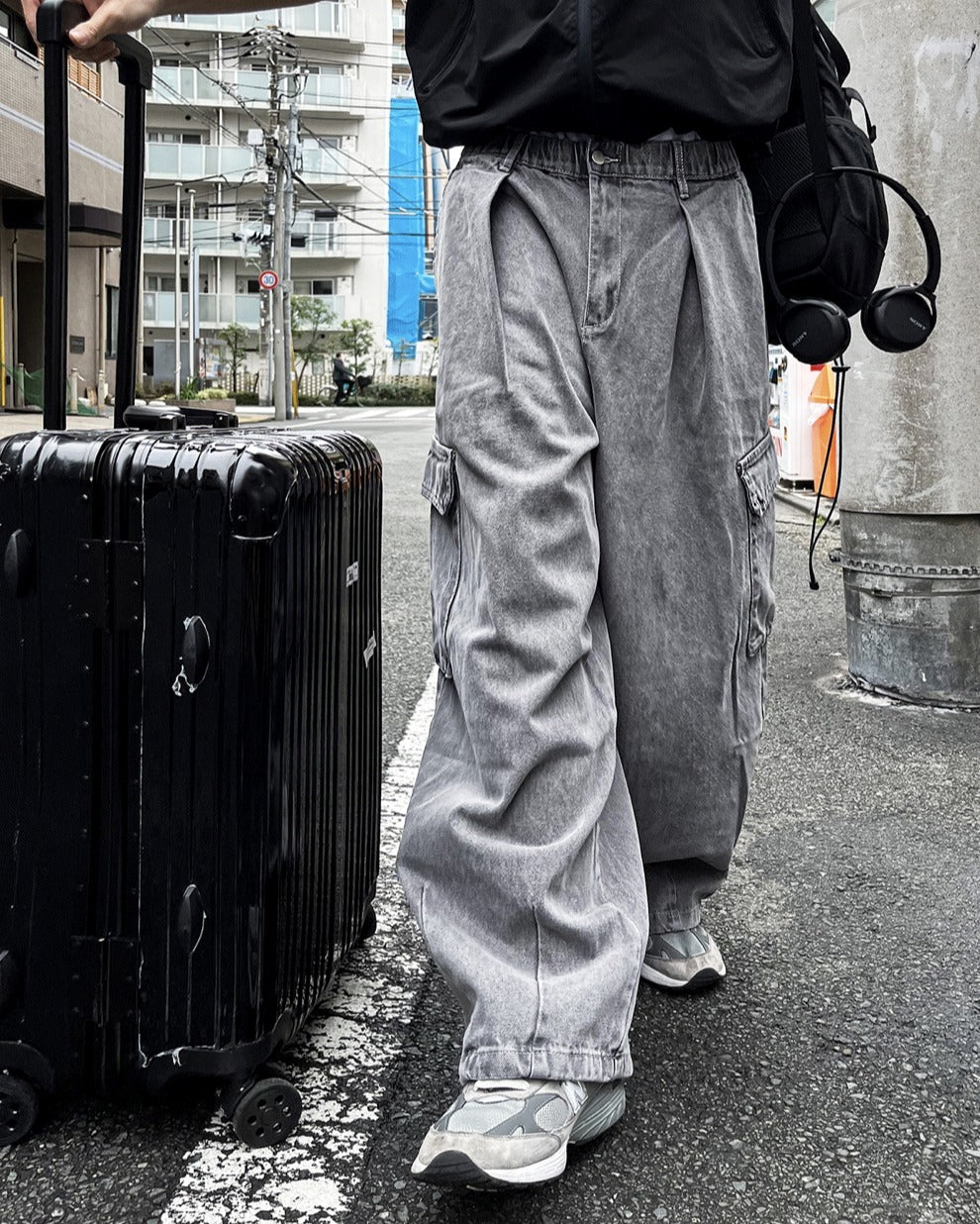 Pigment Balloon stitch Cargo Denim Pants