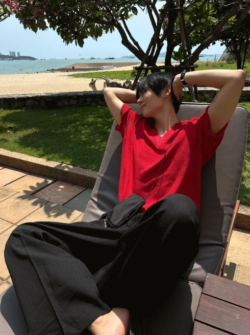 reelser overfit V-neck short sleeve knit