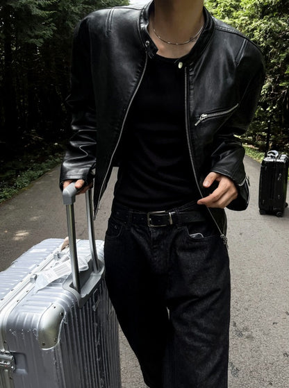 Premium Crop Leather Jacket